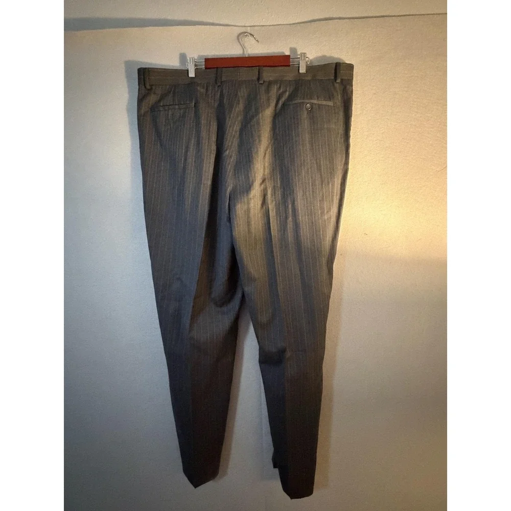 Joseph & Feiss Suit Mens 48L 46x32 Gray Wool Pinstripe 2 Piece Jacket Pants